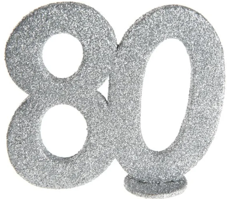 Lille Sølv Glitter "80" Tal - Borddekoration