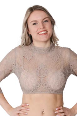 Luksus Blonde Dirndl Bluse i Lysebrun