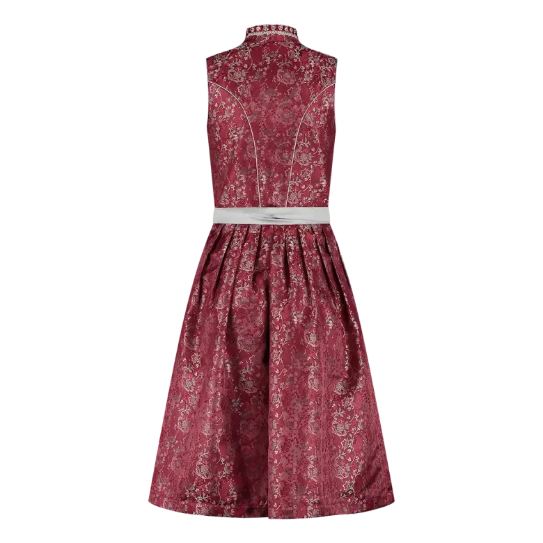 Luksus Dirndl i Mørkerød - Jacquardvævet