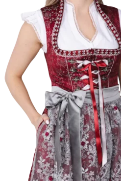 Luksus Dirndl i Mørkerød - Jacquardvævet