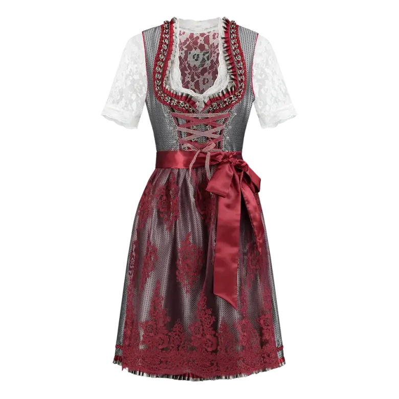 Luksus Dirndl i Sølv & Vinrød- Star Collection