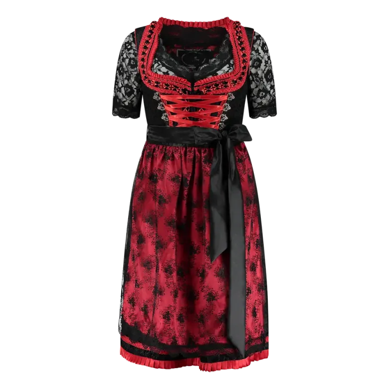 Luksus Dirndl i Sort & Rød - Star Collection