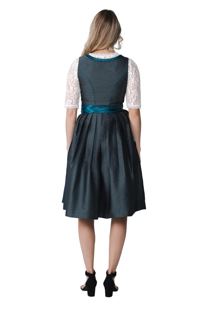 Luksus Dirndl i Turkis - Jaquardvævet