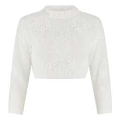 Luksus Dirndl Top i Hvid m/ Blonder