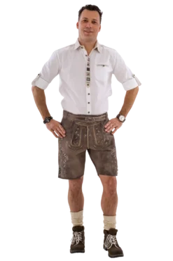 Luksus Lederhosen i Ægte Gedeskind - Antik Sandgrå
