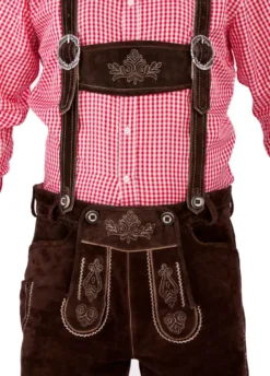 Luksus Lederhosen i Kraftigt Ruskind - Kort Model i Mørkebrun