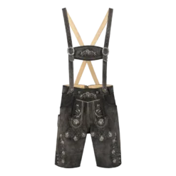 Luxus Lederhosen i Ægte Læder - Kort Model i Antracit Grå