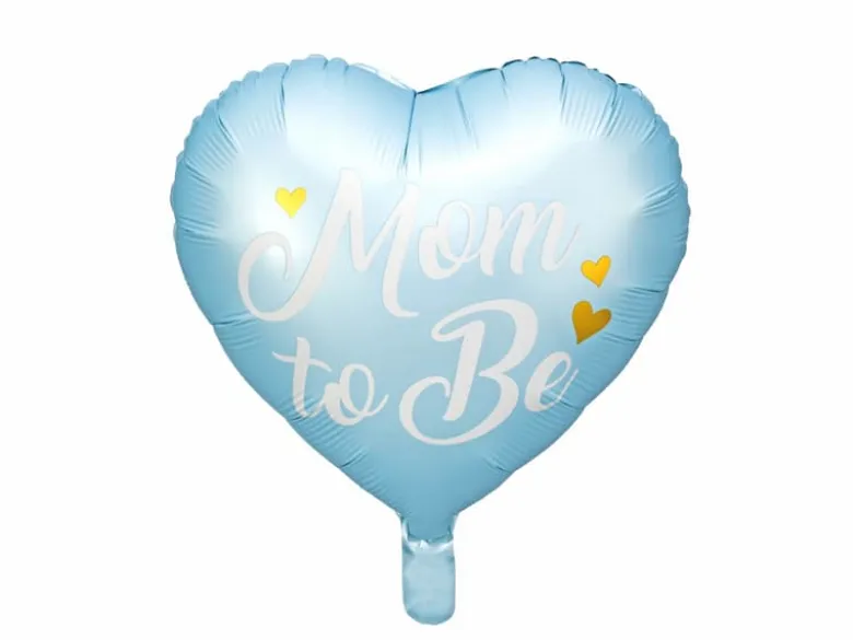 Lyseblå "Mom to Be" Hjerte Folieballon, 35 cm