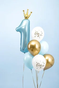 Lyseblå "One" Latex Ballon Pakke m/6 stk.