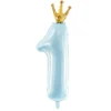 Lyseblåt 1 Folietal m/Guld Krone, 90 cm