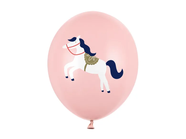 Lyserøde Latex Balloner m/Hest 6 stk., 30cm