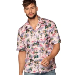Lyserød Flamingo Hawaiiskjorte