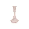 Lyserød Glas Lysestageholder, 19.5 cm