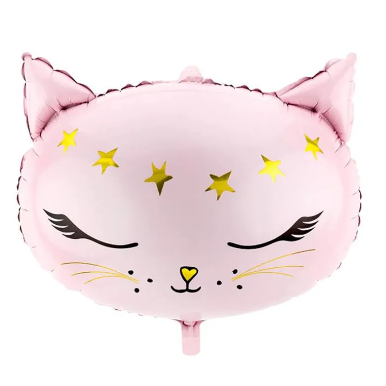 Lyserød Kat Shape Folieballon, 48 x 36 cm