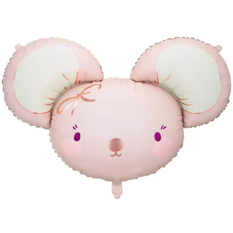Lyserød Mus Shape Folieballon, 75 x 46 cm