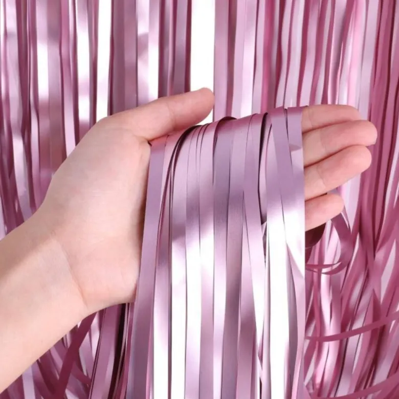 Lyserødt Glimmerforhæng Folie 100x250cm – Festtema®