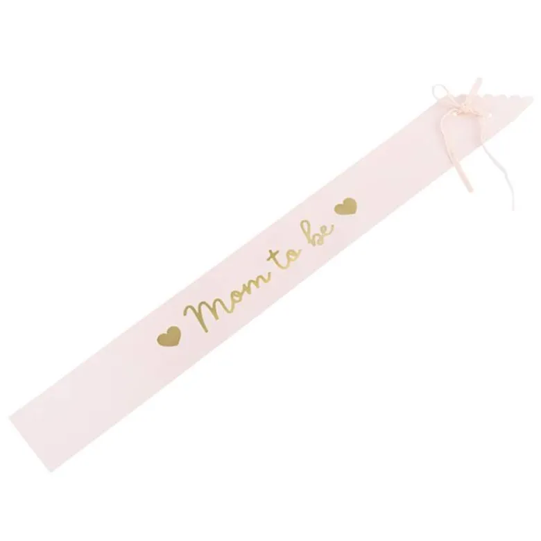 Lyserødt "Mom to Be" Sash til Baby Shower