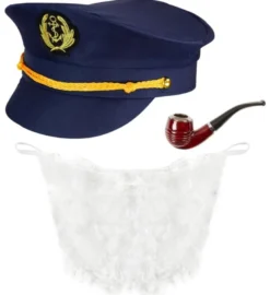 Marineblåt Skibskaptajn Kostume Kit
