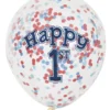 Maritime 1 Års Konfetti Balloner (30cm.)