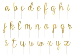 Metallic Guld Alfabet Party Picks til Kager m.m.