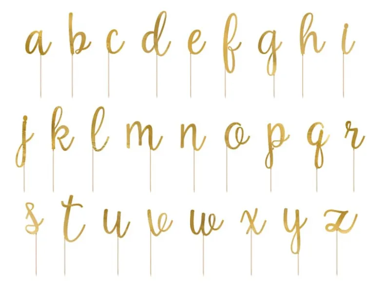 Metallic Guld Alfabet Party Picks til Kager m.m.