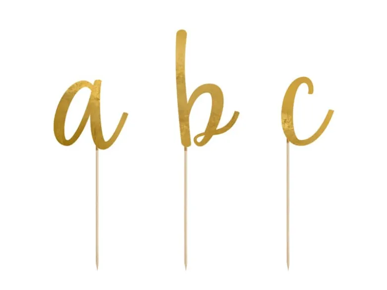 Metallic Guld Alfabet Party Picks til Kager m.m.