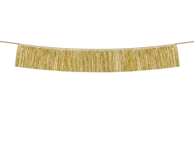 Metallic Guld Folie Frynsebanner, 20 x 135 cm