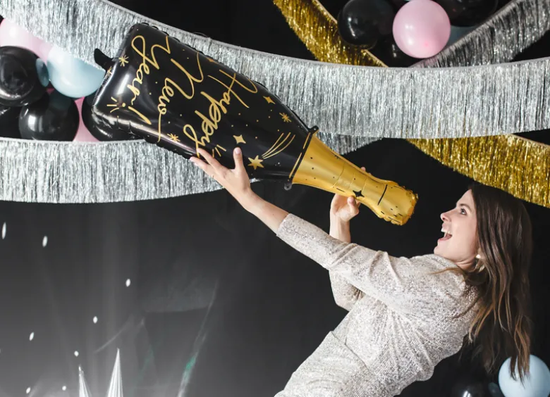 Metallic Guld Folie Frynsebanner, 20 x 135 cm