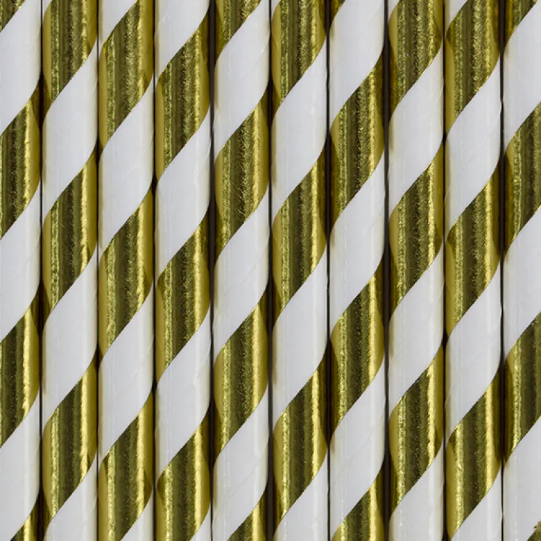 Metallic Guld Stribet Papirsugerør
