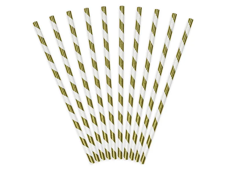 Metallic Guld Stribet Papirsugerør
