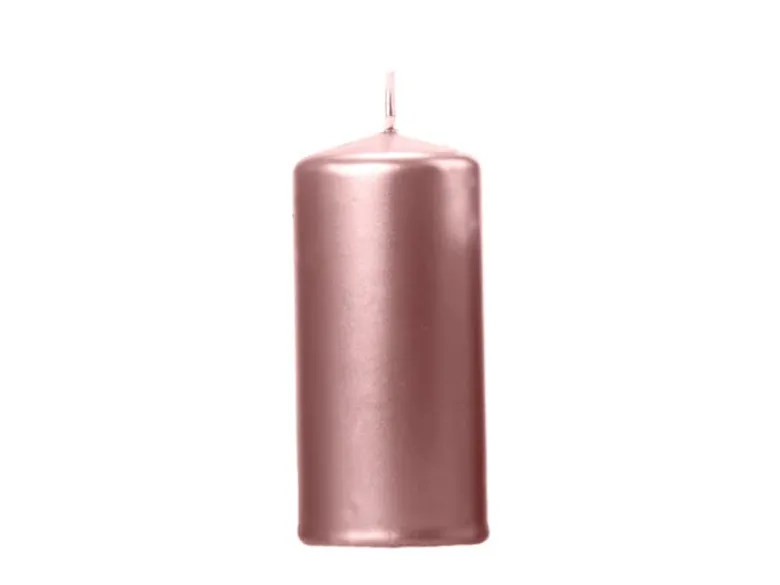Metallic Rosegold Bloklys, 12 x 6 cm