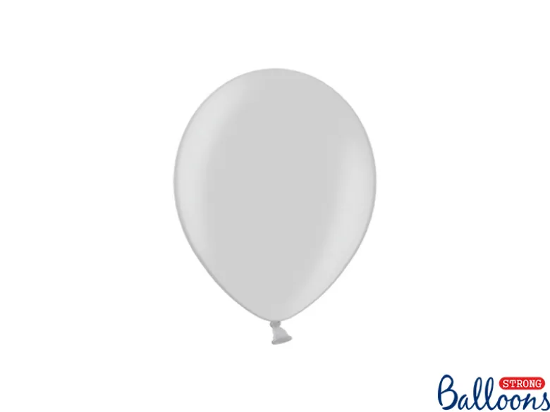 Metallic Sølv 5" Balloner, Pose m/100 stk. (12cm.)