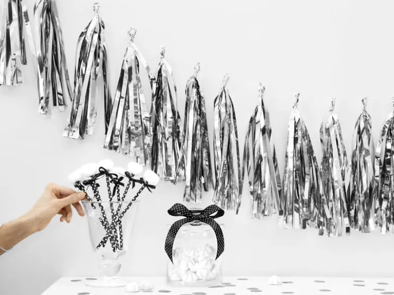Metallic Sølv Folie Tassels DIY, 12 stk.