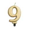 Metallisk Guld Talformet Kagelys 7 cm - 9 Tal