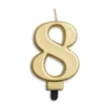 Metallisk Guld Talformet Kagelys 7 cm - 8 Tal