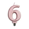 Metallisk Rosegold Talformet Kagelys 7 cm - 6 Tal