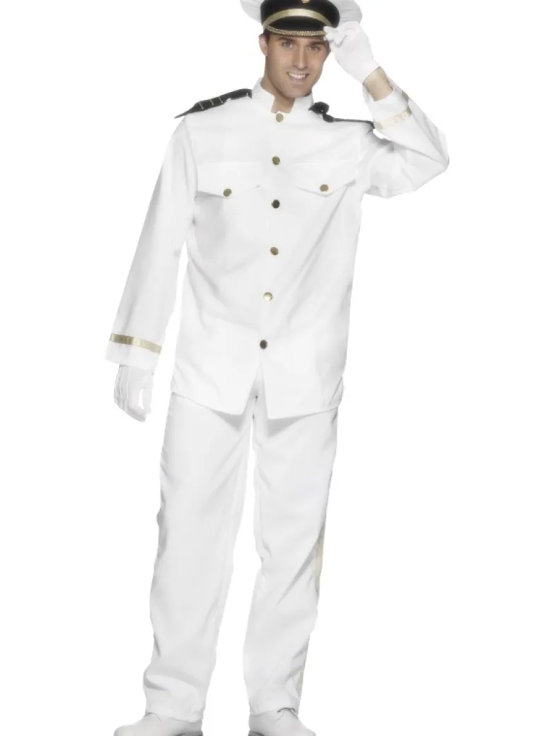 Militær kostume: Hvidt Kaptajn Kostume