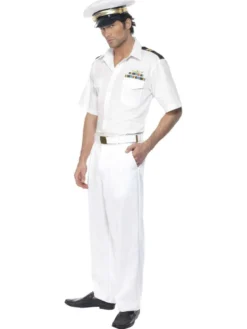 Militær kostume: Hvid Top Gun kaptajn kostume