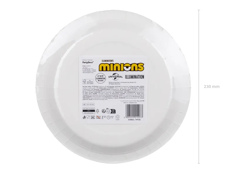 Minions paptallerkener - 6 stk. 23 cm