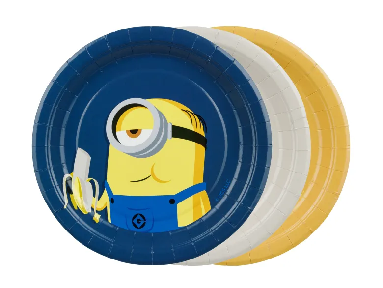 Minions paptallerkener - 6 stk. 18 cm.