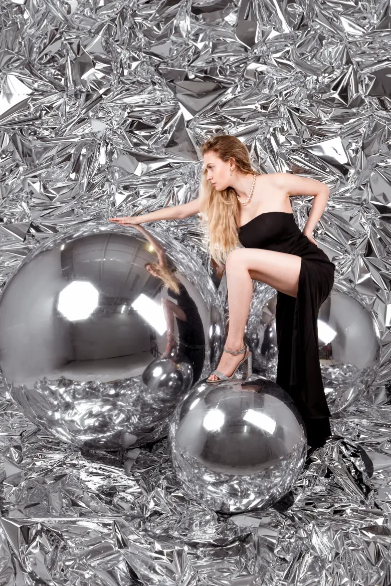 Mirror Ball Sølv, 120 cm