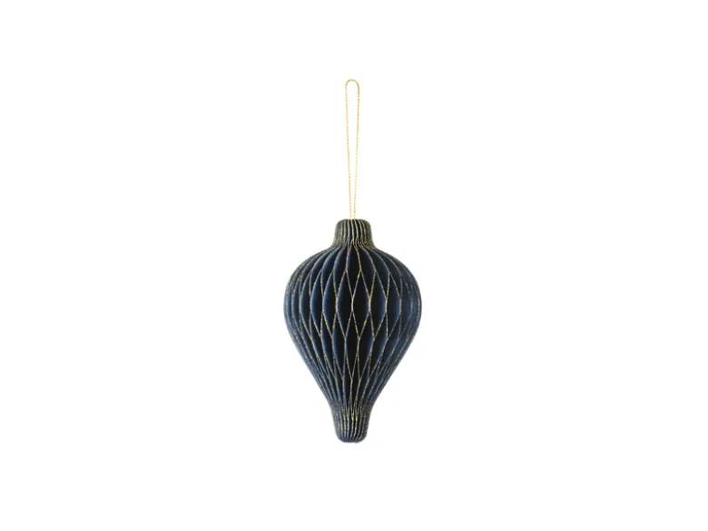 Mørkeblå Dråbe Formet Juleornament, 8 x 12 cm