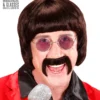Mørkebrun Beatles Paryk Kit m/Briller & Overskæg