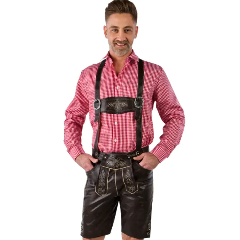 Mørkebrune Lederhosen i Kort Model, 11 Størrelser