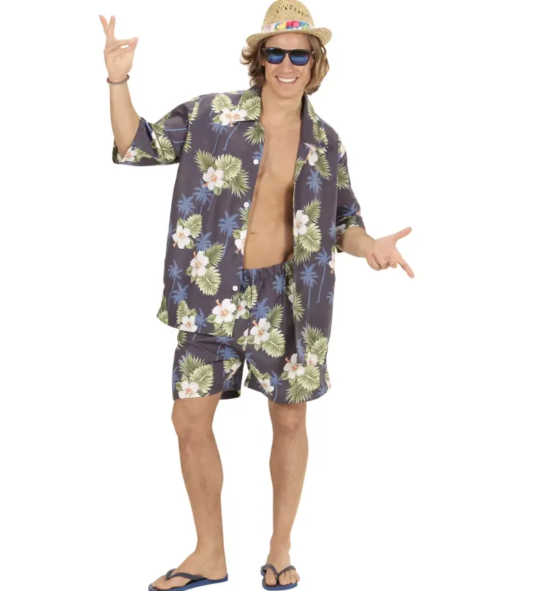 Mørkt Hawaii sæt | Hawaii skjorte & shorts