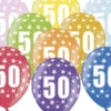 Multifarvet Fødselsdagsballoner - 50 År (30cm.)
