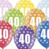 Multifarvet Fødselsdagsballoner - 40 År (30cm.)
