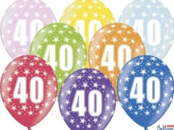 Multifarvet Fødselsdagsballoner - 40 År (30cm.)