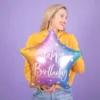 Multifarvet "Happy Birthday" Folieballon, 40 cm