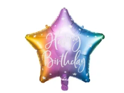 Multifarvet "Happy Birthday" Folieballon, 40 cm